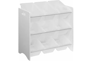 Alice's Home sweeek - Mueble de almacenaje para niños con 9 Compartimentos, Blanco - Tobias - MDF Madera Natural, 64x29.5x60cm