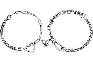 JSNOM Bracciale Coppia Uomo Donna Calamita Bracciali lui e lei Fidanzati Amicizia Magnetico Regolabile, Regalo per Compleanno San Valentino Natale per Fidanzata Famiglia Mamma Papà Amico