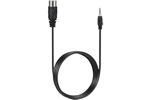 Greluma 1 Pieza Cable MIDI DIN de 5 pines de 1,5 m, adaptador de audio TRS estéreo macho de 3,5 mm (1/8") a DIN macho de 5 pines para sistemas estéreo cuádruples.