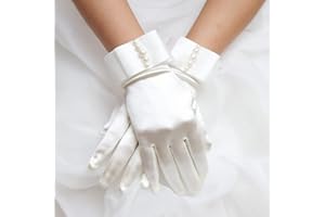 SINLOV Wedding Banquet Dress Glove Short Satin Gloves Wrist Length Glove for Party Dance Wedding (White)