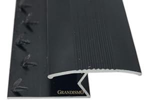 Grandismo® Z Section Extra Long 9ft / 2.7m / 270cm / 2700mm - Carpet to Wood or Laminate Joining Threshold Strip - Trim Metal Door Bar Plate (Black)