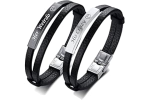 XUANPAI Matching Bracelets for Couples - Forever Always Relationship Bracelets for Boyfriend and Girlfriend | Anniversary, Birthday, Wedding Gifts | Double Layers PU Leather His and Hers Couples Bracelet