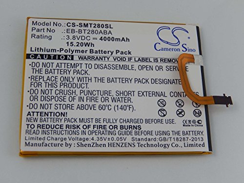 vhbw Li-Polymer Akku 4000mAh (3.8V) für Tablet Netbook Pad Samsung Galaxy Tab A 7.0, SM-T280 wie EB-BT280ABA, EB-BT280ABE, GH43-04588A.