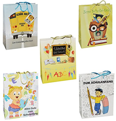 Geschenktasche / Geschenkbeutel – klein – für den Schulanfang aus Papier Schuleinführung – Geschenktüte Tüte Beutel Tasche Kinder - 2