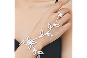 Carufin, pulseras de anillo de hoja de boda, tobillera de plata, correa de mano, pulsera, anillos de dedo, accesorios de mano para mujeres y niñas