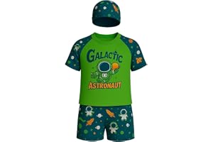 LEBAMI Kids Boys Swim Costume Short Sleeve, Breathable Quick Dry Fabric, Durable Stretch Swimwear for Beach & Pool
