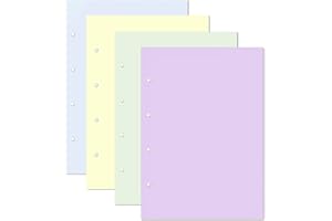 RPP A4 Refill Pack Assorted Colour Plain Notepapers Dyslexia Tinted Writing Paper 100 Sheets 4 x 25 Blue Yellow Green Lilac, 4 Hole Punched