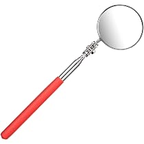 BEBUSINGOTO Specchio Telescopico LED Ultrasottile - Batteria Inclusa Molto Nitido Estensibile Fino A 88 Cm Doppio Snodo Sferico Maniglia Antiscivolo 87155063