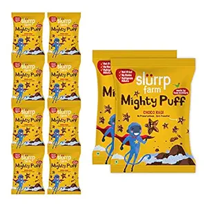 Slurrp Farm Healthy Snacks for Kids | Mighty Puff, Choco Ragi Flavour, 20g (Pack of 10)