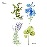 Tamaño:9,8 x 6,0 cm. WYUEN FP-029 Tatuajes temporales para hombre y mujer, diseños florales, juego de 5 hojas con pegatinas de tatuaje de 9,8 x 6,0 cm