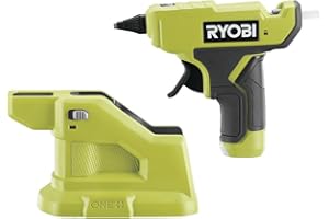RYOBI - Pistolet à Colle avec Station De Chauffe Alimentée par 1 Batterie 18V One+ Mobile (Non Incluse), Ultra Compact - Chauffe En 4 Min - Bâtons de Colle Ø7mm (3 Inclus) - Pointe Ø1,8mm - RGLM18-0