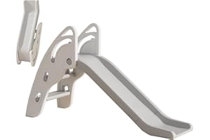 Gupamiga Slide Outdoor and Indoor for Children with Handles, Extra Long Slide Slope and Non-Slip Stairs, High Strength, Easy Assembly and Foldable, Kids Slide for Ages 2 and up (White)