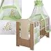Baby Cot BEAR 120x60 maden of wood incl. foam mattress and 9 pieces bedding complete set