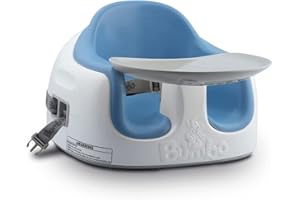 Bumbo Multi Seat - Asiento para Bebé 3 en 1 - Asiento de Suelo, Trona Portátil y Alzador de Silla para Comer - Bandeja Extaíble y Altura Ajustable - Color Azul