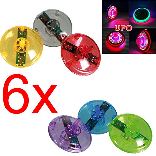 6 X FLASH LED LIGHT LASER COLOR GYRO PEG SPINNER SPINNING TOP KID CHILDRENS TOY