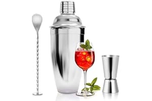 ASANMU Set Shaker da Cocktail, Set Mixer da Cocktail da 750 ml con Misurino e Cucchiaio da Bar Accessori Professionali da Bar Set Shaker da Cocktail Set da Barman