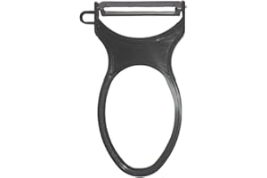 KEEP YOUR ESSENCE Ilusplate – Pelador de Verduras y Patatas, Cuchilla en Acero Inoxidable. Apto para Lavavajillas. Muy Cómodo de Utilizar y Ligero por su Diseño. Modelo Icónico. Made in Spain (Negro)