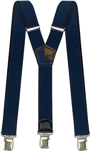 Decalen Mens braces wide adjustable and elastic suspenders Y shape with a very strong clips Heavy duty
