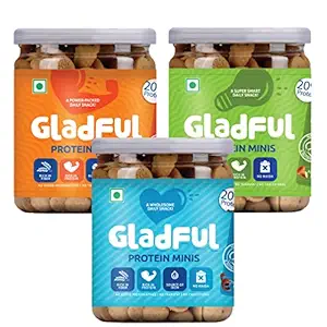 Gladful Protein Mini Cookies/ Biscuit For Kids And Families, Tasty & Healthy Daily Snack, No Maida, No Preservatives, 150Gm X 3 (Chocolate + Orange + Almond)