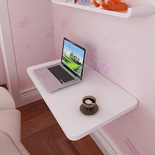 Shelving MEIDUO Wall-mounted Folding Wooden Kitchen Table Wall Decoration Wall Shelf computer desk very durable (Color : White 80cm+shelf B)