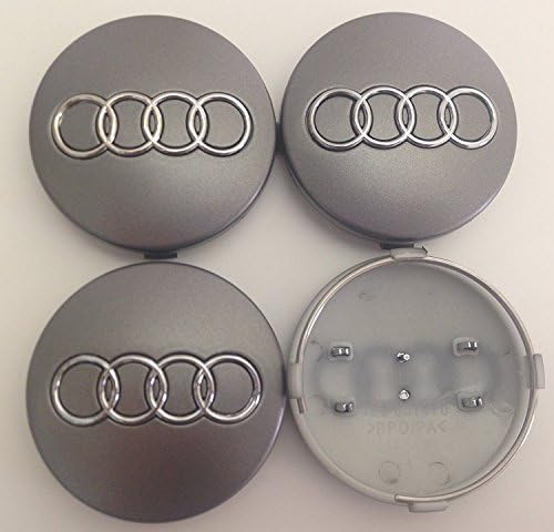 Set of Four Alloy Wheels Centre Hub Caps GREY Badge 60mm 4B0 601 170 fits AUDI A3 A4 A5 A6 A7 A8 S4 S5 S6 S8 RS4 Q3 Q5 Q7 TT A4L A6L S line Quattro and Other Models