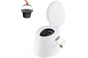 COSTWAY Toilette Portatile WC Chimico, WC da Viaggio Leggero con Secchio Interno Rimovibile,Water Portatile per Adulti e Anziani con Portarotolo, Supporto Carico 200 KG, 41 x 49 x 34 cm (Bianco)
