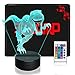 Produktbild 3D Dinosaurier Lampe LED Nachtlicht mit Fernbedienung, USlinsky 7 Farben Wählbar Dimmbare Touch Schalter Nachtlampe Geburtstag Geschenk, Frohe Weihnachten Geschenke Für Mädchen Männer Frauen Kinder