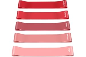 DETAKE Bandas Elasticas Musculacion, Cintas Elasticas Fitness Agradables a la Piel con 5 Niveles Ejercicios en Piernas, Gliteos y Brazos, 5 Bandas Elasticas Fitness para Yoga, Pilates, Crossfit, Fuerza