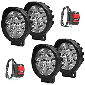 Eshopglee Bike LED Fog Light 9 LED Cap 4 Pieces, 2 On Off Switch.