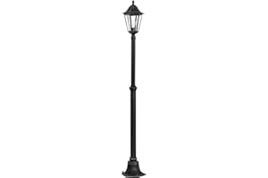 Eglo Lámpara de pie de exterior Navedo, luz de exterior de 1 foco, lámpara de pie de aluminio fundido y cristal, color negro, plata-patina, portalámparas E27, altura 200 cm, IP44