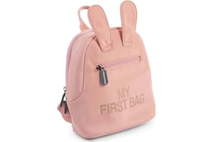 CHILDHOME, Sac À Dos Enfant Bébé, Ecole, Maternelle, Crèche, Deux Compartiments, Contenance Adaptée Lunchbag/Bouteille, Boucle De Sécurité Amovible, Déperlant, My First Bag, rose et cuivre