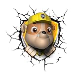 Paw Patrol Rubble Wandlampe 3D Light FX Kinderlampe - Nachtlicht für kinder mit automatische Abschaltung und Wandaufkleber