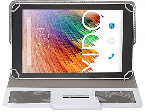 Tablet Pc Tasche für XIDO 7 Zoll Universal Tasche, Aufstelltasche, Schutztasche, Schutzhülle, Hülle, Aufstell und Drehfunktion, Android Kitkat, X111, X112, X110 (7 Zoll Weiß) - 2