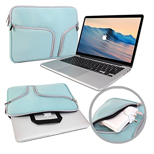 Evershop® Reißverschluss Aktenkoffer Handtaschen Hülsen Beutel Abdeckungs Fall für Macbook Air,Pro & Universal Laptop (13 Zoll,Blaugrau) - 6
