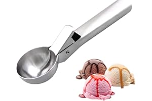 TRABAG Cuillère à glace en acier inoxydable - Cuillère à glace de 18 cm - Poignée ergonomique pour une utilisation domestique et professionnelle - Idéal pour les boules de glace