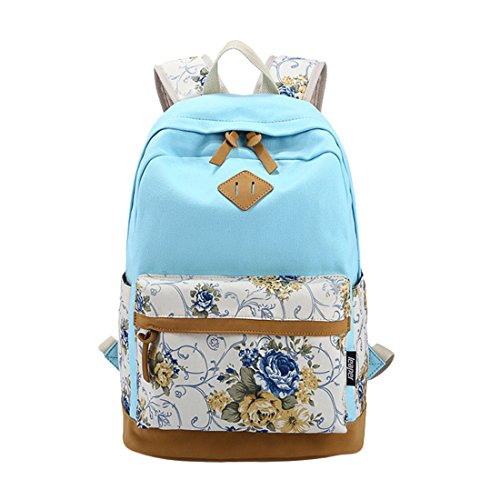 Preisvergleich Produktbild iTECHOR Fashion Mädchen Schulrucksack Damen Canvas Rucksack Teenager Baumwollstoff Schultasche Outdoor Freizeit Daypacks