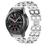 IGEMY Doppel Loch Edelstahl Ketten Art Armband Intelligentes Uhrenarmband Bügel für Samsung Gear S3 (Silber)