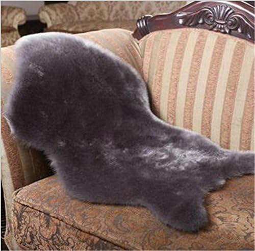 Lambskin imitation rug, 75 x 120 cm Sheepskin white sheepskin rug Longhair fur imitation wool bed rug sofa mat faux lambskin sheepskin rug (gray)