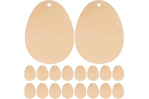 DIYEAH 50Pcs Egg Shaped Wooden Slices 2X1.8 Inch Wood Pieces with Holes for Crafting DIY Decorations Easter Ornaments Accessories