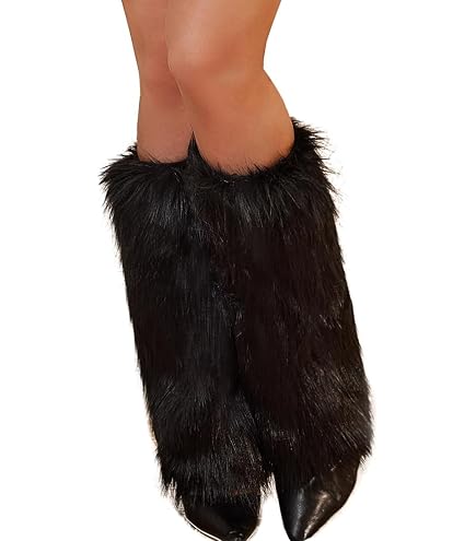Guêtres Femme En Fausse Fourrure - Longueur 40 Cm, Noir - Jambières Chaudes Pour Hiver, à Porter Sur Jeans, Leggings, Avec Bottes Ou Talons - 9