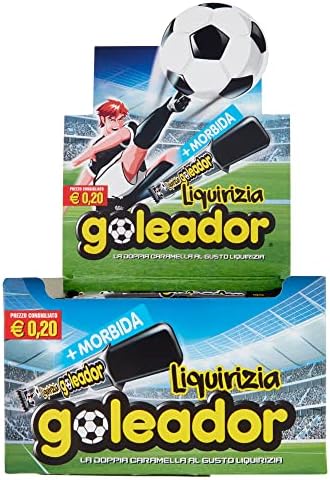 Goleador Liquirizia, Doppia Caramella Gommosa, Senza Glutine, Idee Regalo per Compleanni e Feste, Confezione da 200 monopezzi