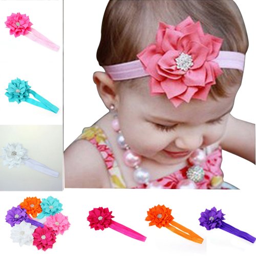 atdoshop 6 Pieces Babys Girls Headband Head Wear Crystal Lotus Flower Hairband
