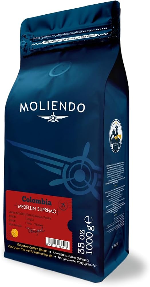 Moliendo Finest Coffee Colombia Medellin Supremo Yöresel Kahve (Çekirdek) 1000 g
