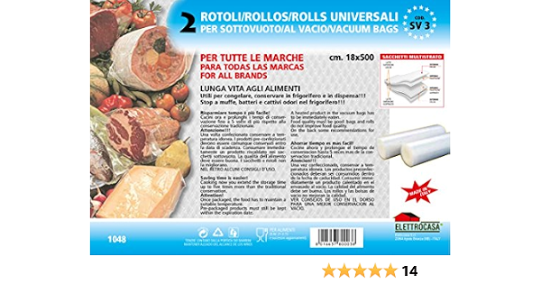 Elettrocasa SV 3 2 Rotoli SOTTOVUOTO 18 CM X 5 M : Amazon.it: Casa e cucina