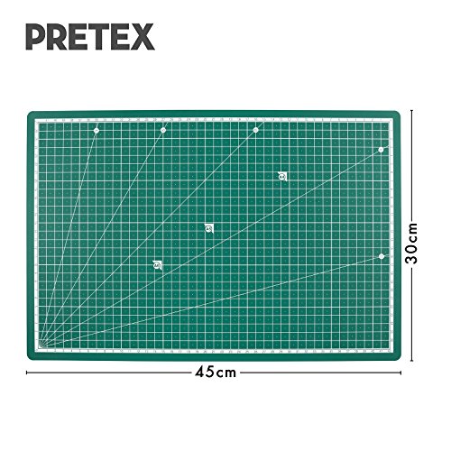 PRETEX Schneidematte 45 x 30 cm (A3) aus recyceltem PVC in grün mit selbstschließender, selbstheilender Oberfläche | 2 Jahre Zufriedenheitsgarantie | Schneideunterlage, Cutting Mat - 3