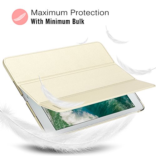 MoKo Hülle für Neu iPad 9.7 Zoll 2017 – PU Leder Tasche Schutzhülle Schale Smart Case mit Translucent Rücken Deckel, mit Auto Schlaf / Wach Funktion und Stanfunktion für New Apple iPad 9.7″ IOS 10 Retina Display Tablet, Champagner Gold - 8