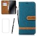 Produktbild Handyhülle Huawei P20 lite /nova 3e Hülle LaiXin Tasche Schutzhülle Handy Cover Handytasche Flip Case Book Style [Stoff Bezug und PU leder] mit Kreditkartenhaltern, Standfunktion +Eingabestift Touchstift+Displayschutz-Grün
