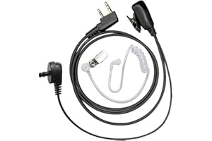 CYSSJF Walkie Talkie Earpiece with Mic 2 Pin PTT Acoustic Tube Security Headset Two Way Radio Headset Surveillance Earpiece for UV-5R BF-888S Arcshell H-777 RT21 RT22 Kenwood (Black-1pack)