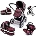 i-Safe System - Hot Chocolate Trio Travel System Pram & Luxury Stroller 3 in 1 Complete With Car Seat + Footmuff + Carseat Footmuff + RainCovers