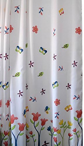 High Quality 100% Polyester Water Resistant Flower Butterfly honeybee Bathroom Shower Curtain - Extra Long 200 * 240cm with Ring hooks